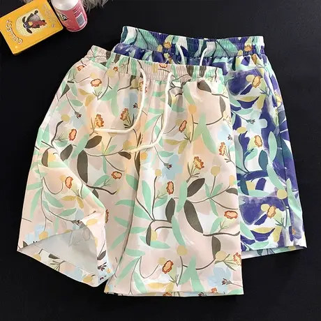 潮流沙滩裤男款游泳裤五分速干短裤夏季薄款可下水休闲宽松大裤衩商品大图