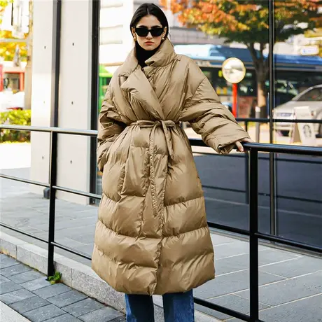 冬装新款棉衣女中长款时尚外套女韩版宽松大码系带棉服加厚棉袄潮商品大图