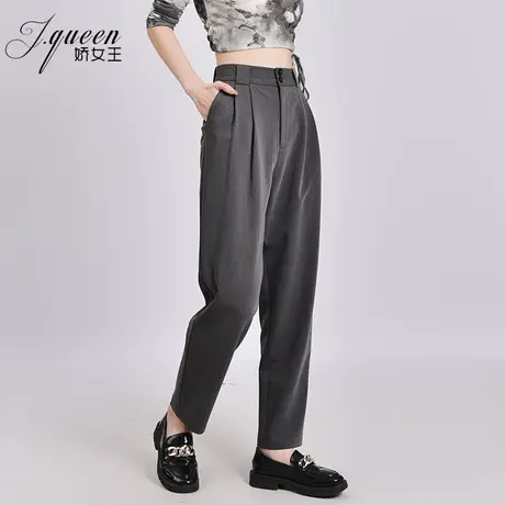 高腰垂感哈伦裤女夏季宽松显瘦西装裤百搭休闲时尚九分灰色小脚裤商品大图