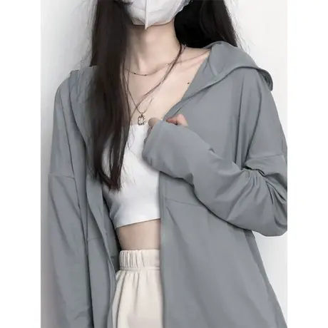 防晒衣罩衫女夏季薄款宽松防紫外线透气上衣防晒服开衫外套ins潮图片