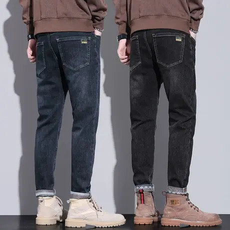 春秋款美式复古男裤子秋季2023年新款男士高端潮牌新塘休闲牛仔裤商品大图