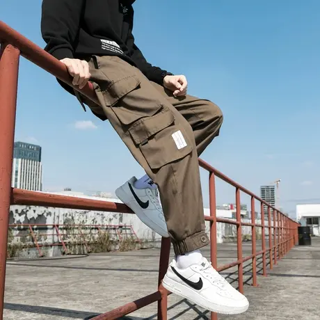 美式工装裤男款宽松大码机能束脚裤春秋季潮牌高街男款休闲长裤子商品大图