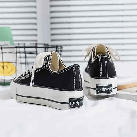 帆布鞋女学生韩版ulzzang百搭鞋子女2021新款夏季薄款ins厚底潮鞋商品大图