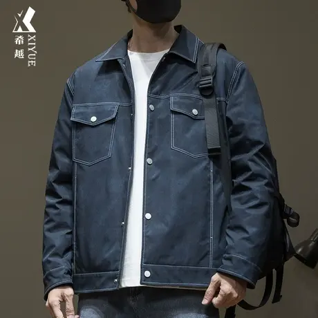 新国标鸭绒衬衣羽绒服2023冬季新款厚款保暖宽松大码男士夹克外套商品大图