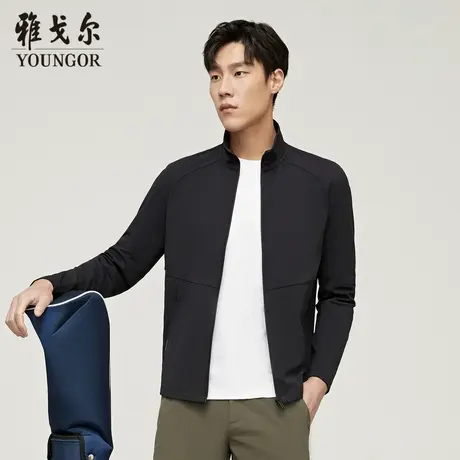 雅戈尔官方男士针织外套秋季新款商务休闲立领拉链卫衣外套男商品大图