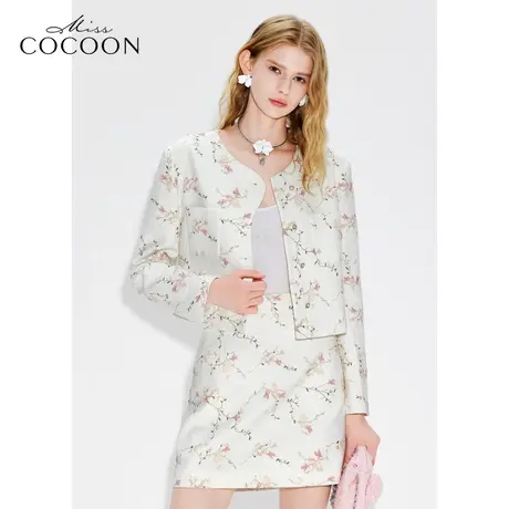 可可尼COCOON2025年夏季新款绣花高级感白色短款外套上衣女套装商品大图