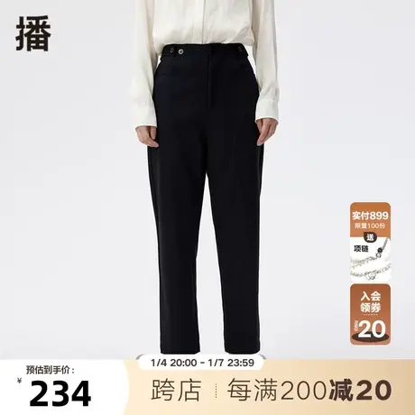 播冬季新款显瘦宽松舒适拉链门襟曲线分割休闲裤女DDP4KD4974商品大图