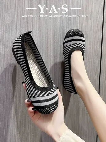 渔夫鞋女小香风2024春夏季新款帆布鞋一脚蹬软底飞织透气休闲单鞋商品大图