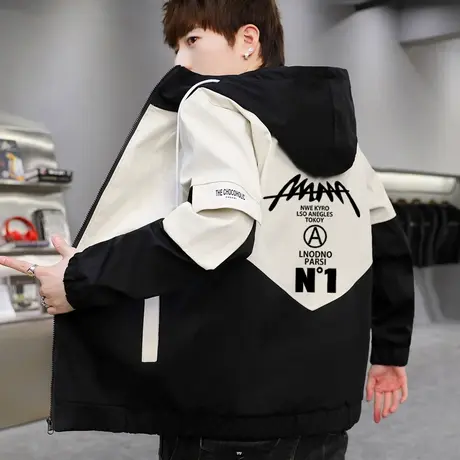 男士外套新款2024爆款春秋潮流加绒夹克青少年宽松加厚秋冬上衣服商品大图