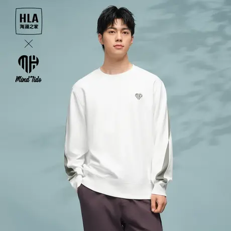 【烈儿宝贝直播间】HLA/海澜之家循迹亦心即为卫衣撞色镶拼上衣图片