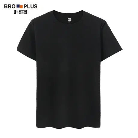 胖哥哥大码男装夏季宽松纯色短袖T恤男圆领加肥加大胖子半袖体恤图片