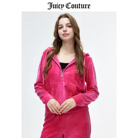 Juicy Couture橘滋外套女2024年春季美式休闲穿搭天鹅绒连帽夹克商品大图