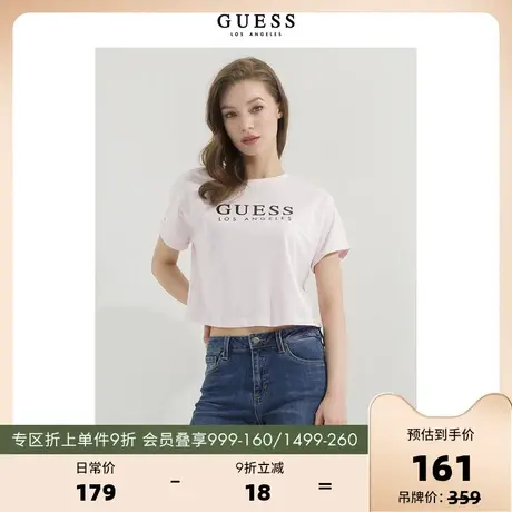 GUESS女士截短甜辣设计感小众短袖圆领正肩T恤上衣-Q2GP33R2Q41商品大图