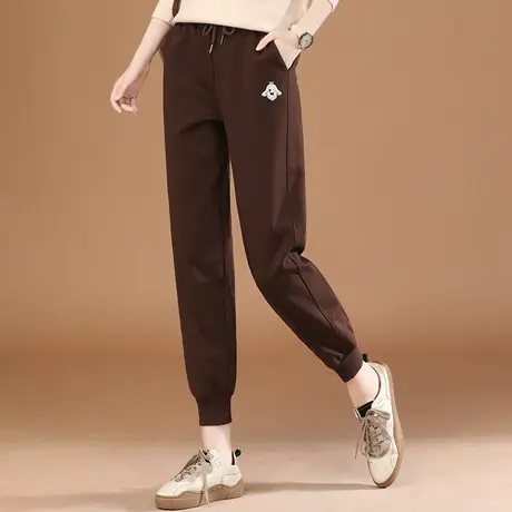 韩潮袭人松紧腰刺绣休闲运动裤女2023秋新款宽松显瘦百搭卫裤薄图片