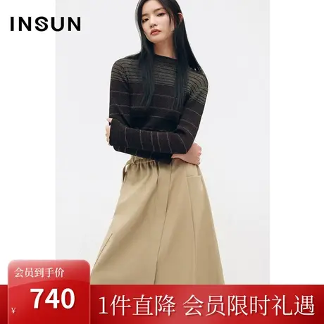 恩裳COVER冬季2022经典品质感绵羊皮斜裁门襟御姐范半身裙图片