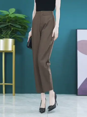 高腰哈伦裤女秋季2023新款休闲西装裤小个子显瘦宽松直筒烟管裤子图片