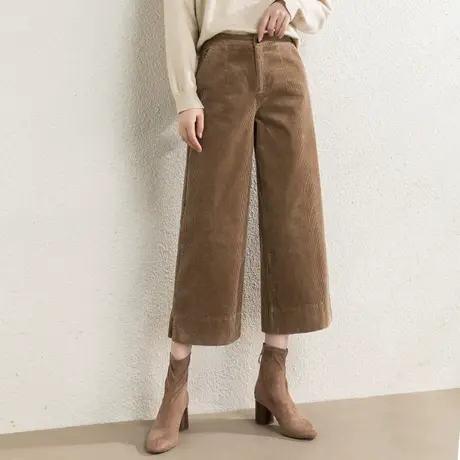 灯芯绒裤子女七分小个子八分裤九分条绒阔腿裤女秋冬2023新款7分商品大图