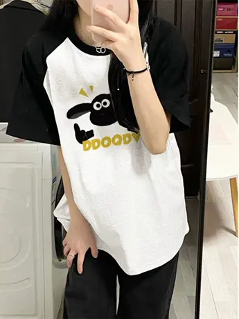 夏季显瘦插肩袖仿棉短袖t恤大码女装2023新款胖mm遮肚上衣服藏肉商品大图