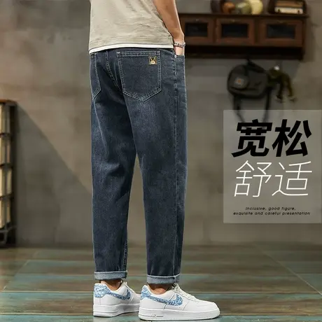 夏天日系港风男士宽松九分休闲夏季薄款男生直筒潮牌牛仔裤子夏装商品大图