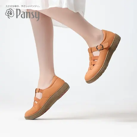 Pansy日本女鞋夏季包头凉鞋乐福鞋轻便舒适中老年妈妈鞋罗马凉鞋图片