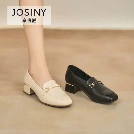 卓诗尼法式厚底小皮鞋女2024春新款英伦风休闲粗跟乐福鞋时尚单鞋图片