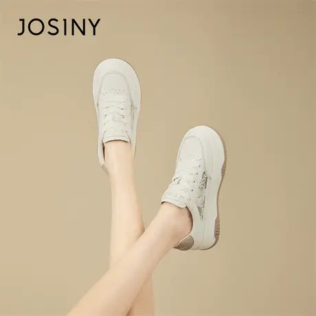 Josiny/卓诗尼厚底小白鞋女款2024新款春季女鞋百搭休闲运动板鞋商品大图