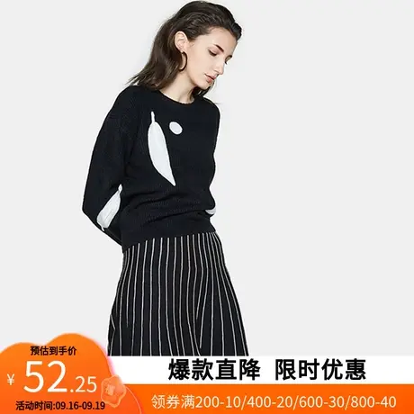 【断码S】艾格2022年春季新品时尚圆领针织衫女z1472图片