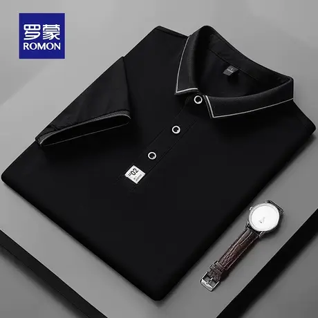 罗蒙男士纯棉短袖Polo衫夏季薄款商务休闲带翻领T恤冰丝男装衣服商品大图