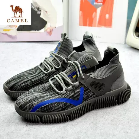 Camel/骆驼男鞋秋冬新品户外时尚休闲舒适加绒男飞织鞋A294161026商品大图