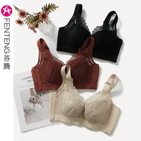 芬腾内衣女软钢圈聚拢上托防下垂收副乳舒适性感蕾丝胸罩女士文胸商品大图