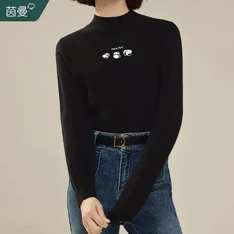 茵曼半高领毛衣女2023冬季新款长袖针织衫修身显瘦打底衫保暖上衣图片