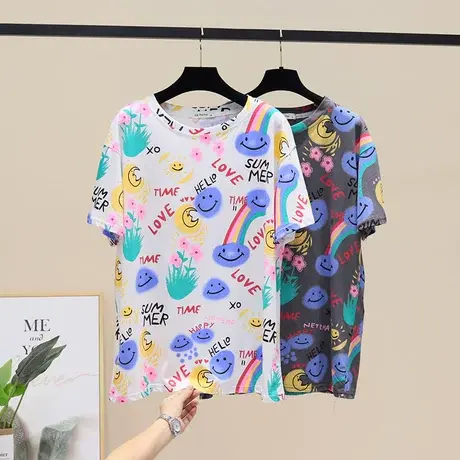 棉质t恤女中长款宽松2023夏季新款设计感洋气时尚圆领薄款体恤潮商品大图