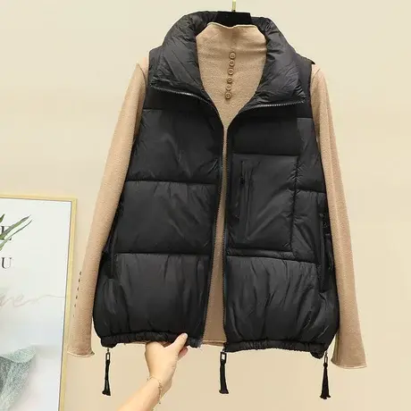 2023新款羽绒棉马夹女A字宽松韩版马甲短款时尚立领背心外穿坎肩商品大图