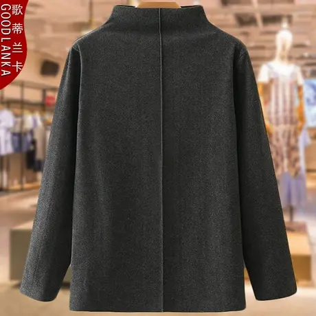 中老年女装秋冬装新款胖妈妈大码女保暖上衣洋气加绒半高领打底衫商品大图