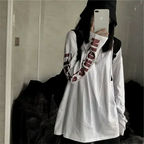 古着ins超火cec长袖T恤女2023春秋打底衫韩版潮宽松学生mschf上衣商品大图