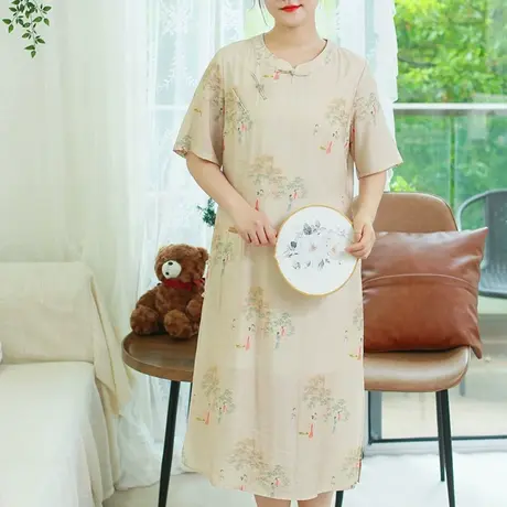 胖妹妹夏季2023新品新中式改良旗袍裙 大码微胖复古修身显瘦长裙商品大图