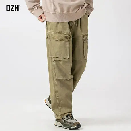男士军绿色工装裤子男直筒宽松秋款2023新款美式休闲裤冲锋裤长裤商品大图