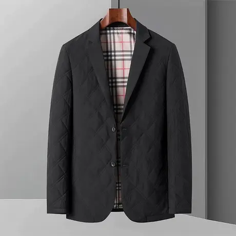 秋冬季休闲西装外套男士中年爸爸装商务加棉厚新款保暖小西服上衣商品大图