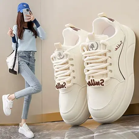 真皮小白板鞋女2025新款不累脚休闲运动鞋春秋34码百搭鞋子配裙子图片