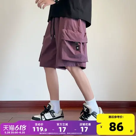 唐狮2025夏季男休闲裤宽松五分运动裤子男款潮酷工装日系风短裤WW商品大图