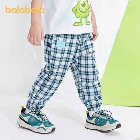 巴拉巴拉童装男童裤子宝宝防蚊裤2024新款夏装儿童束脚长裤格纹潮商品大图