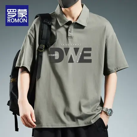 罗蒙短袖t恤男夏季翻领Polo衫男装2025新款纯棉男士半袖体恤衣服商品大图