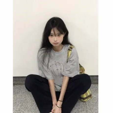 美式复古小个子纯棉落肩短袖t恤女2025新款设计感小众潮牌上衣夏商品大图