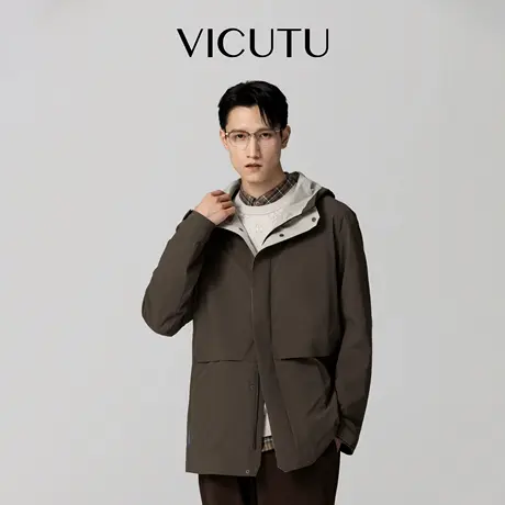 VICUTU威可多男风衣潮流时尚连帽外套舒适易打理日常休闲百搭风衣图片