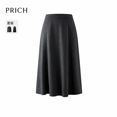 PRICH时尚简约A字伞摆半身裙2025秋季新款气质中长款裙子女商品大图