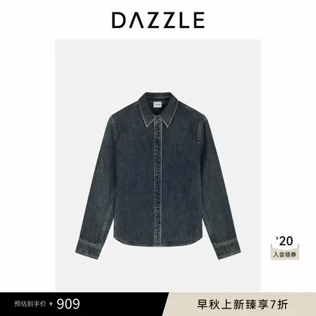 DAZZLE 地素牛仔冬季蓝色棉混纺牛仔衬衫图片