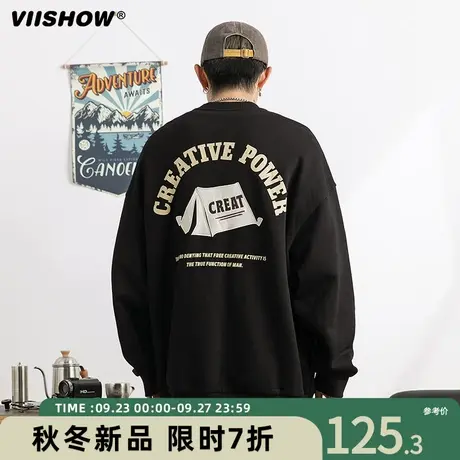 VIISHOW美式户外山系卫衣男秋季宽松工装设计感cityboy痞帅体恤商品大图