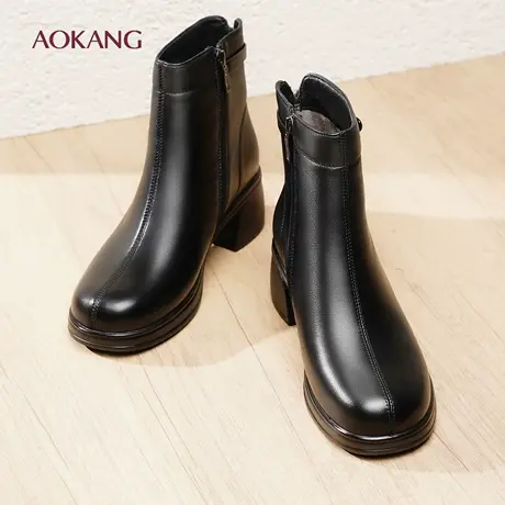 奥康 女鞋2025冬季新款英伦风马丁靴潮流百搭女短靴L图片