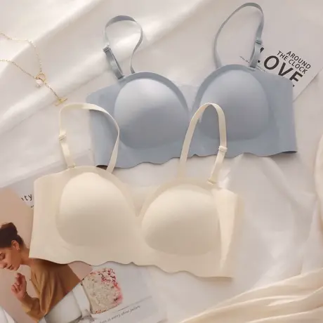 无痕内衣女舒适抹胸防走光胸罩无钢圈聚拢收副乳性感纯欲文胸套装图片