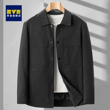 雅鹿工装外套男春秋季2023新款潮牌宽松痞帅衬衫夹克翻领长袖衣服商品大图
